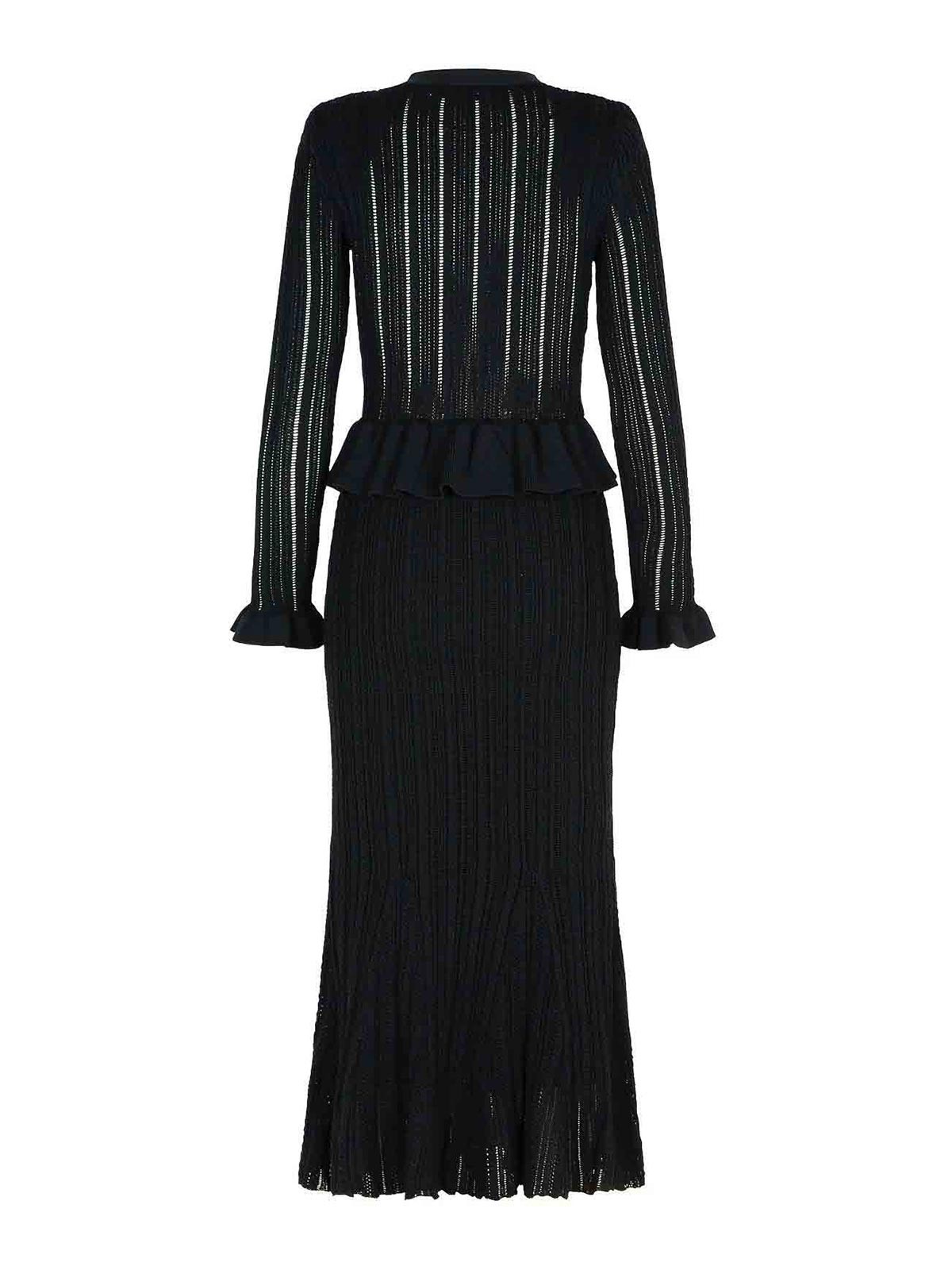 Peplum Dress In Black Viscose Blend