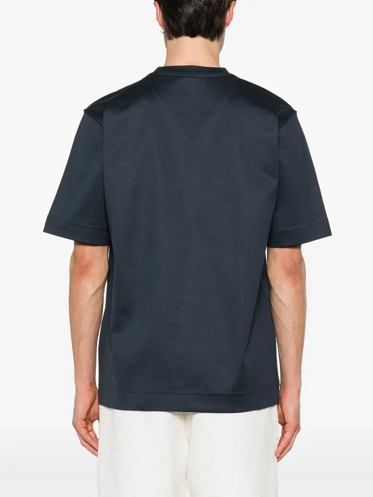 Fendi Crew-neck T-shirt With Zip Pocket In Blue