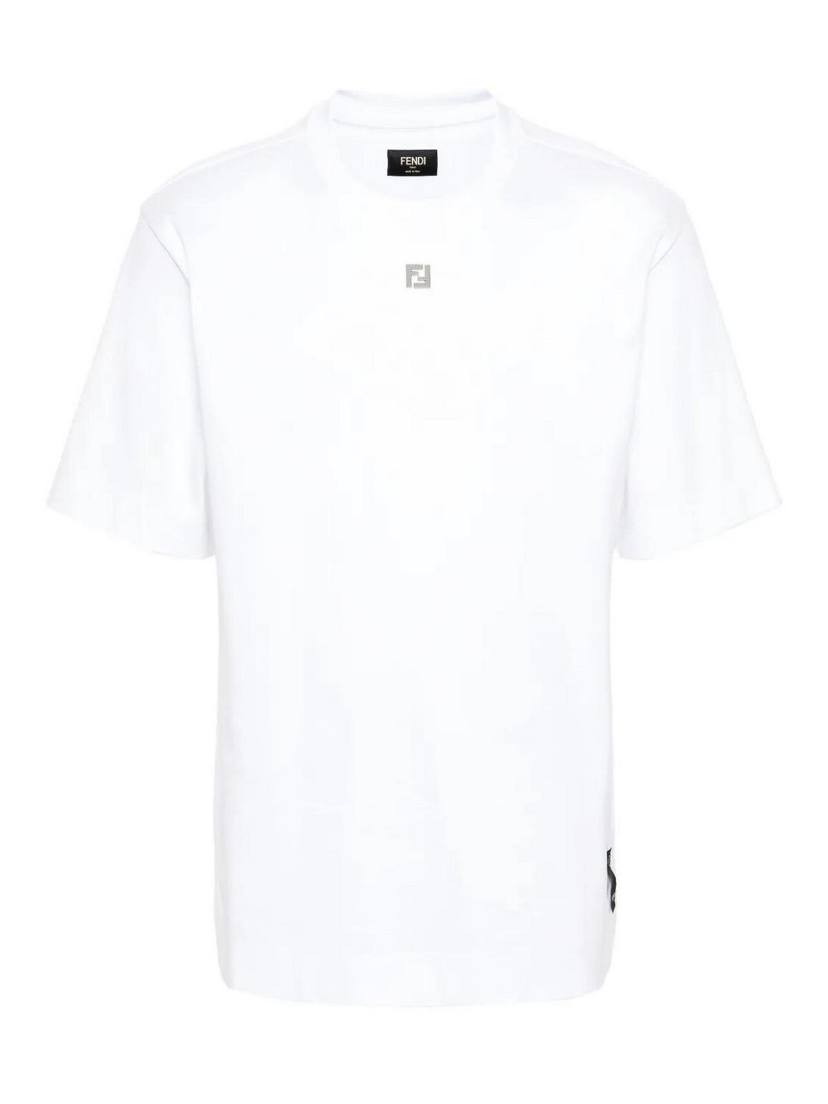 Fendi Ff-plaque Cotton T-shirt In White