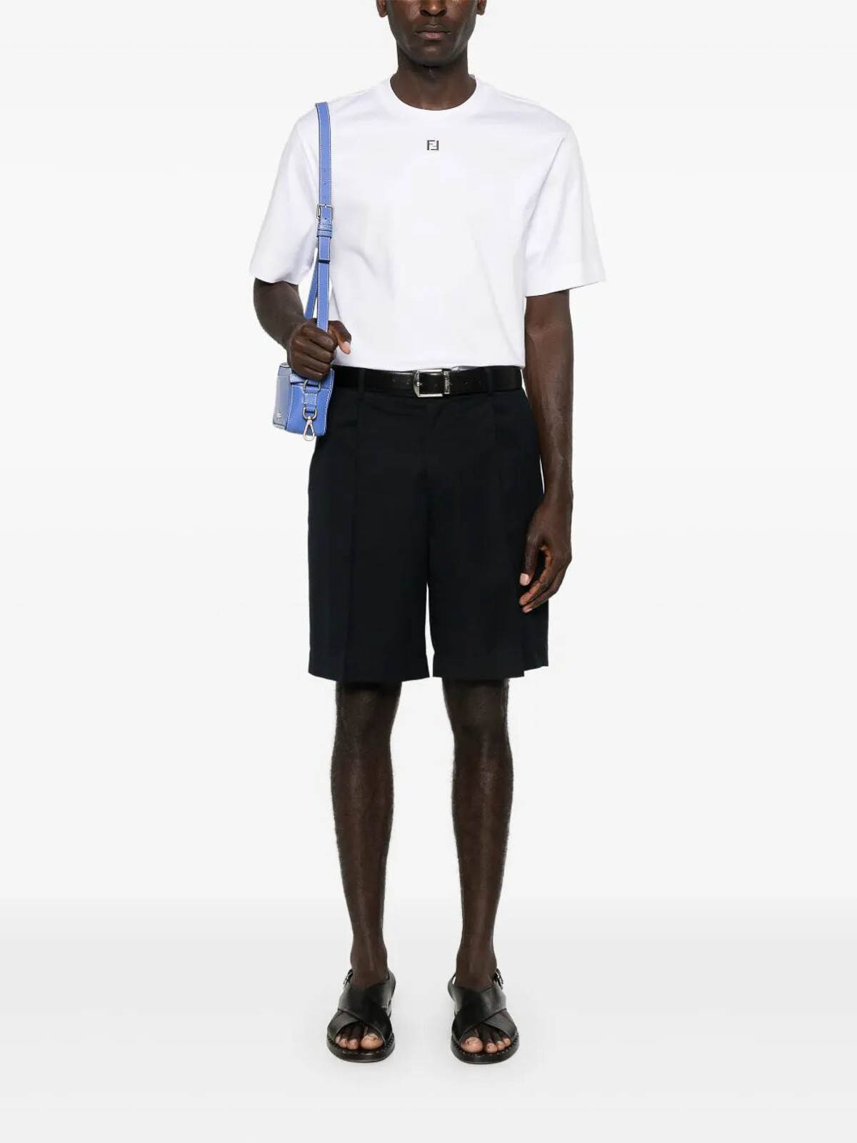 Fendi Ff-plaque Cotton T-shirt In White