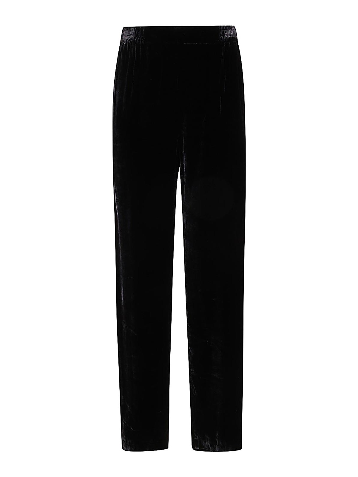 Bianco Levrin Velvet Elasticated-waist Trousers In Black