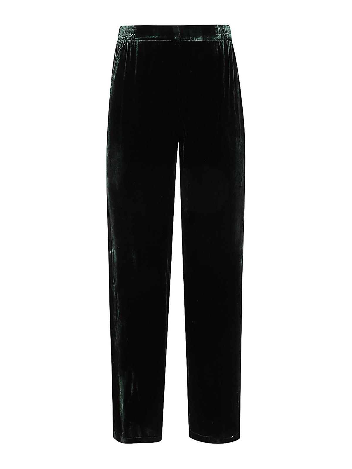 Bianco Levrin Velvet Elasticated-waist Trousers In Green