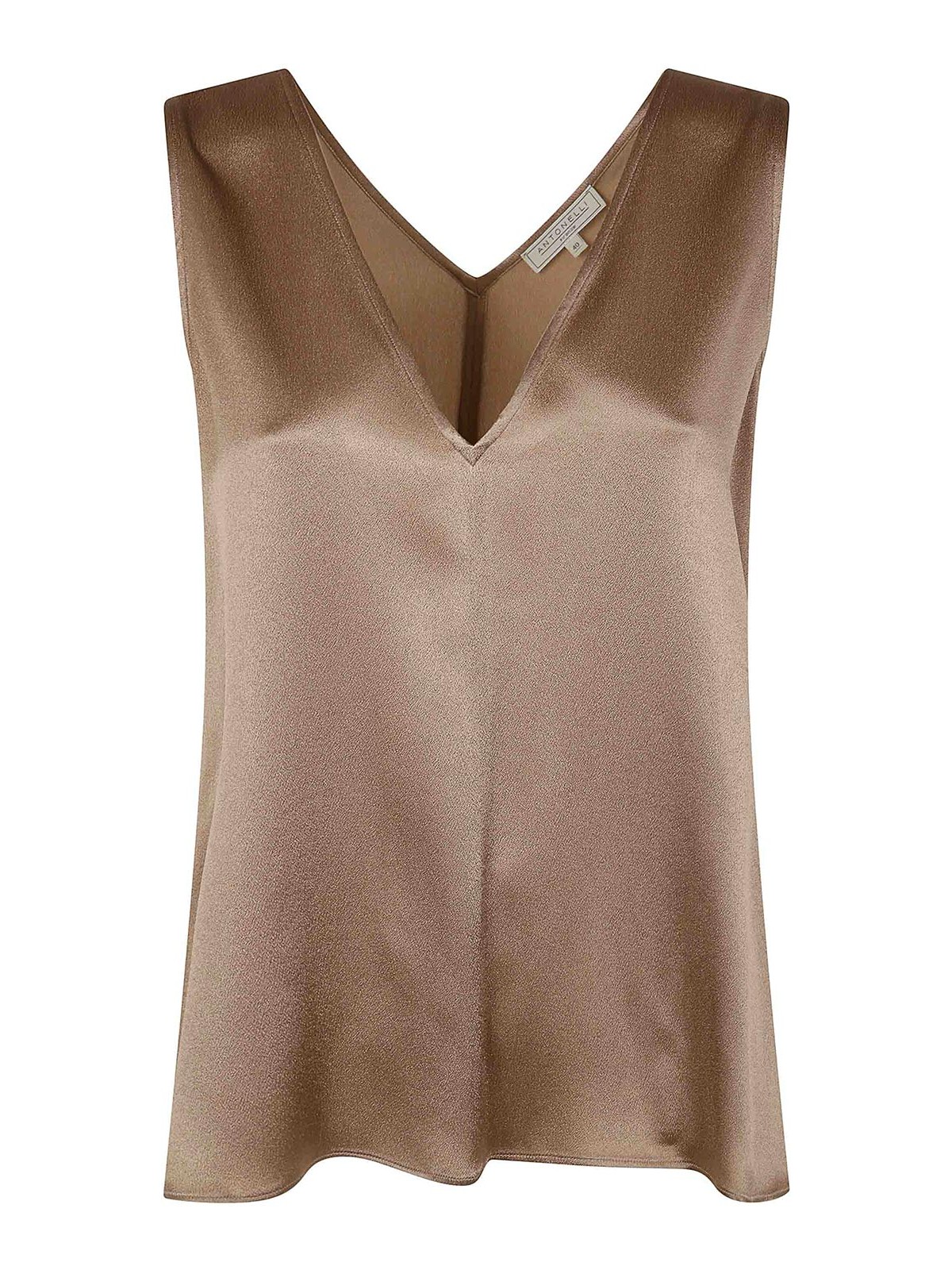 Antonelli Firenze Top Scollo A V Seta In Brown