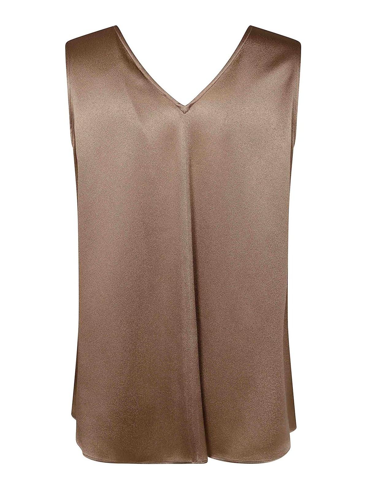Antonelli Firenze Top Scollo A V Seta In Brown