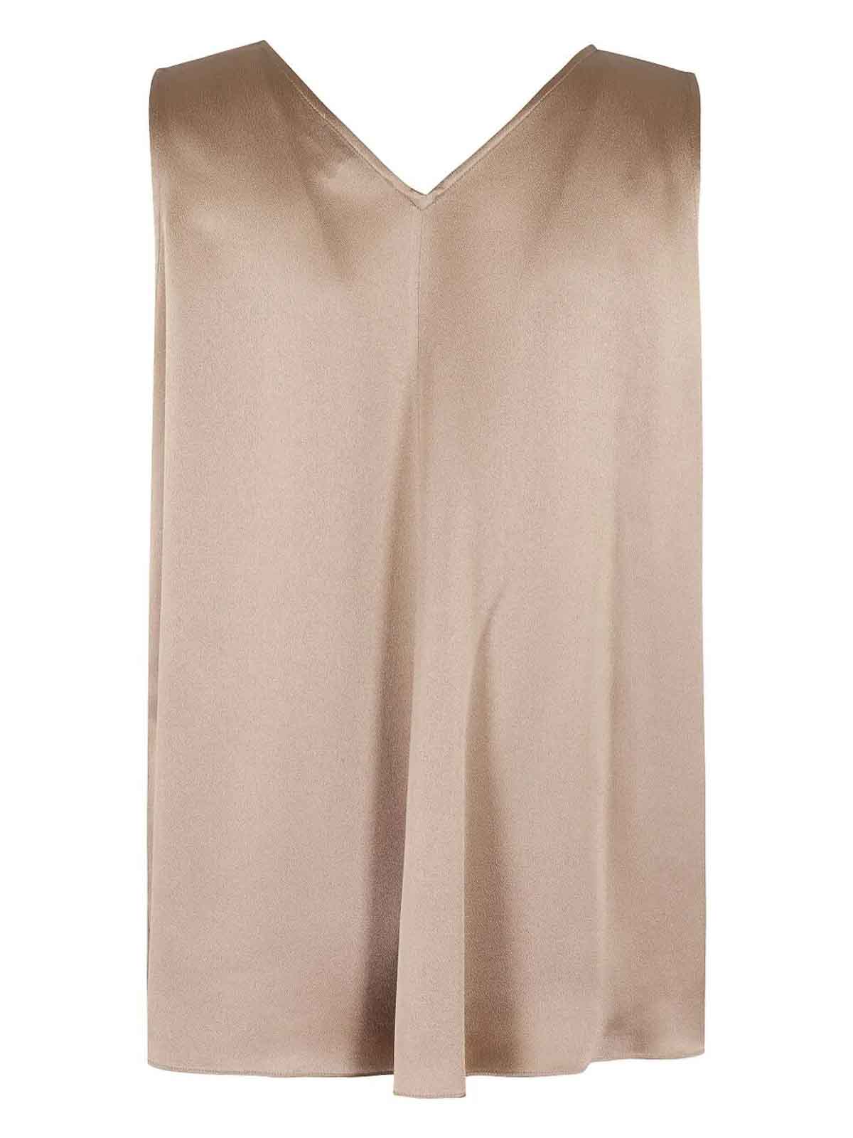 Antonelli Firenze Top Scollo A V Seta In Brown