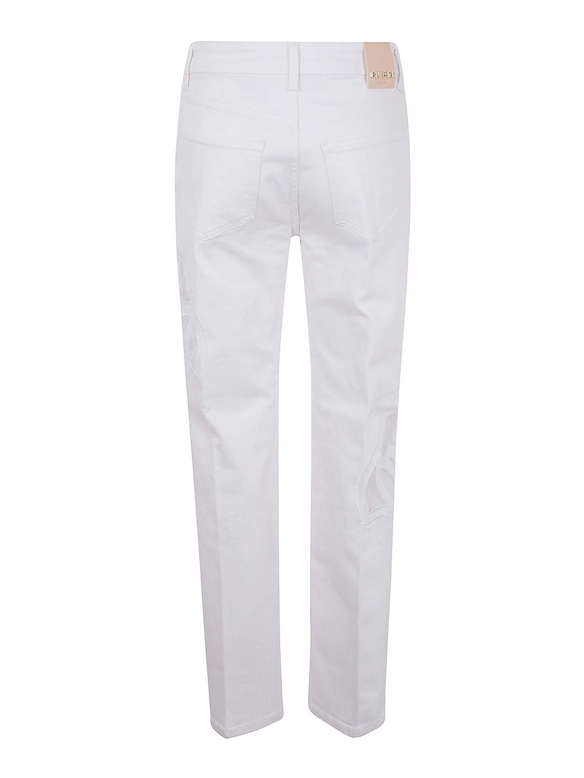 Blugirl Embroidered Mesh Detail Jeans With Rear Pockets In White