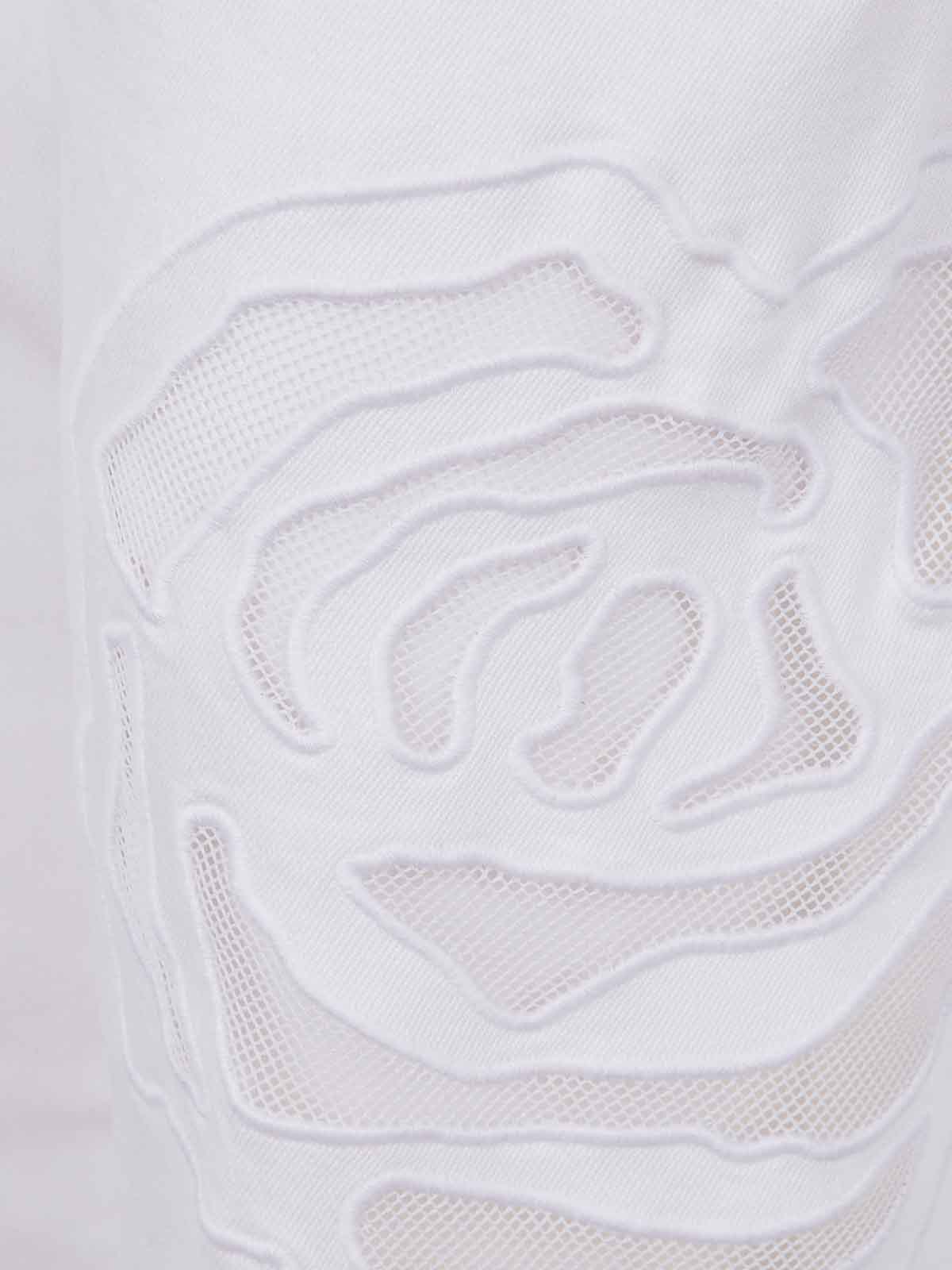 Blugirl Embroidered Mesh Detail Jeans With Rear Pockets In White