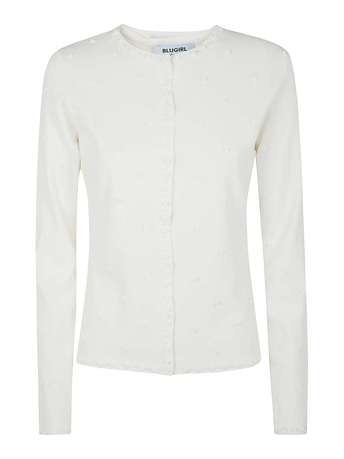 Blugirl Ecs Roses Applications Twin-set Sweater In White