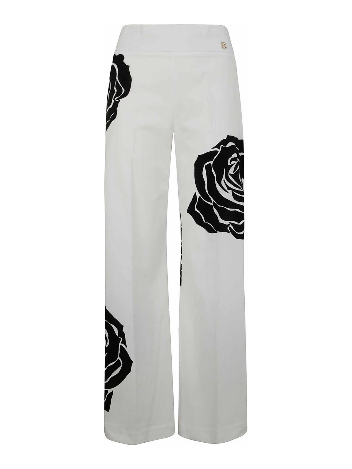 Blugirl Printed Popeline Stretch Trousers In White