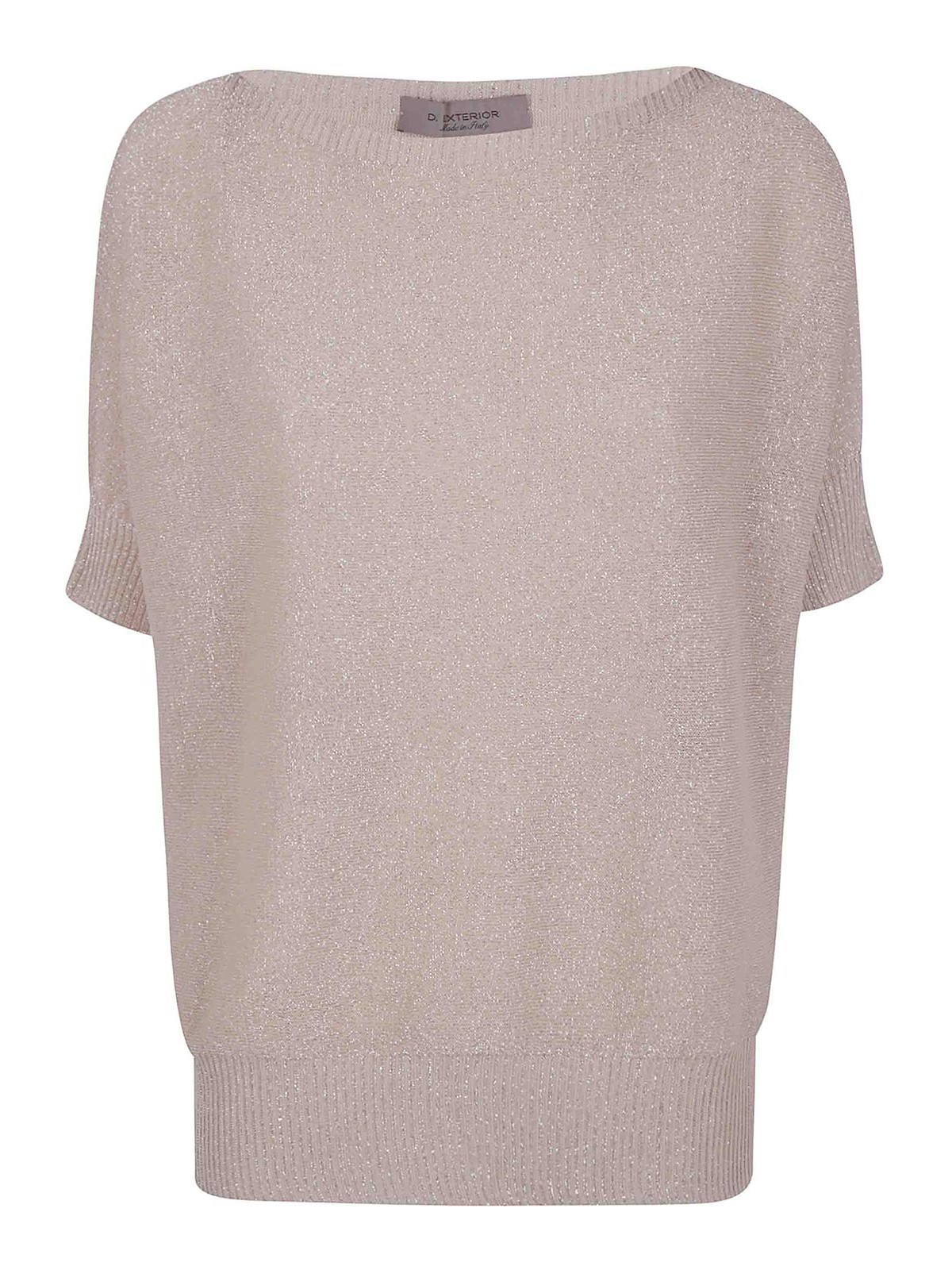 D Exterior Vanise Lux Short Sleeves Oversized Sweater In White
