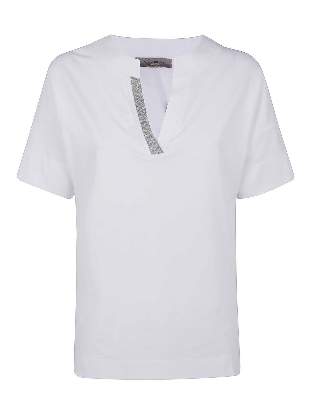 D Exterior D. Exterior Cotton Jersey Chain Drop Polo In White