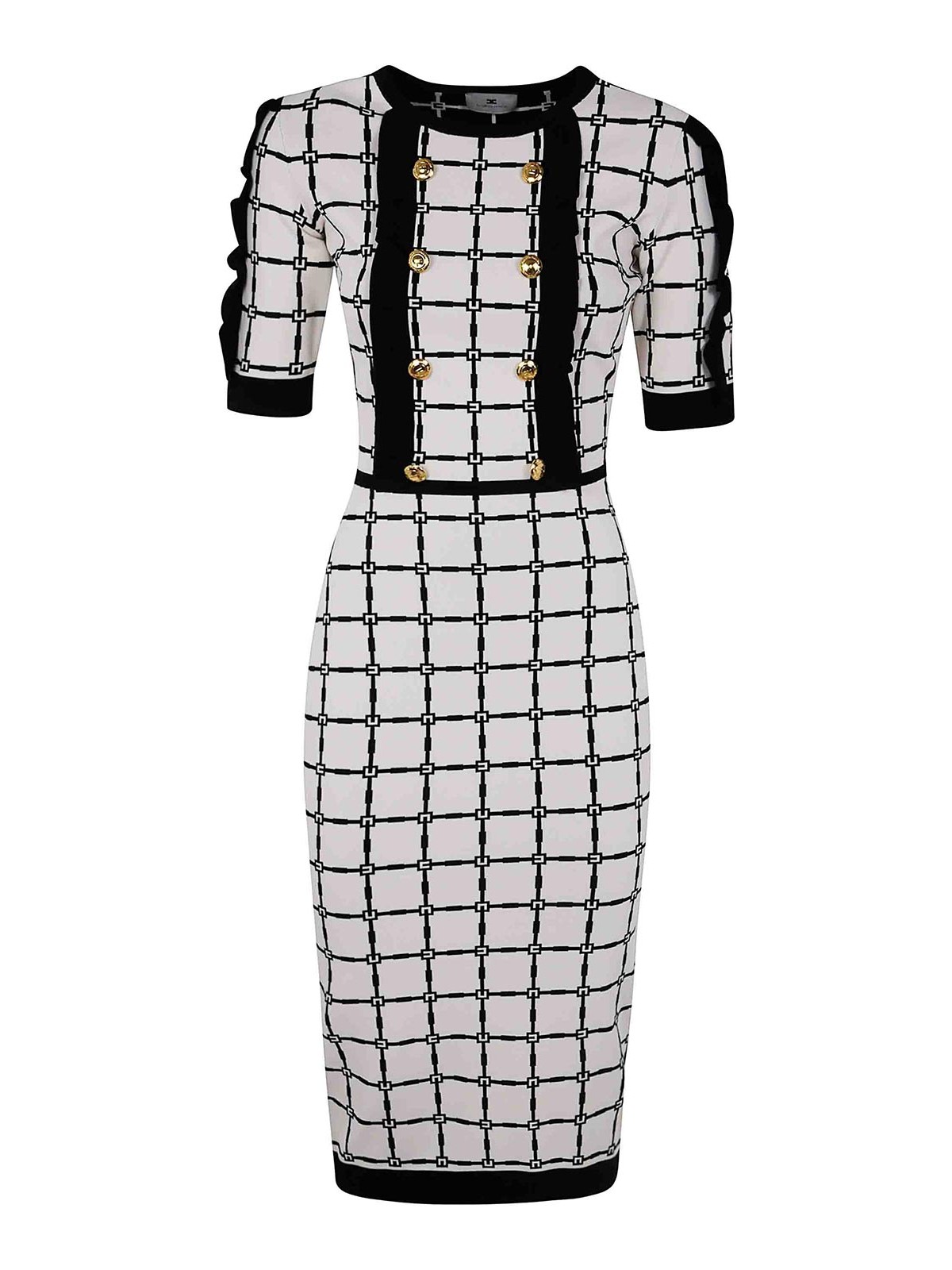 Elisabetta Franchi Midi Knit Dress In White