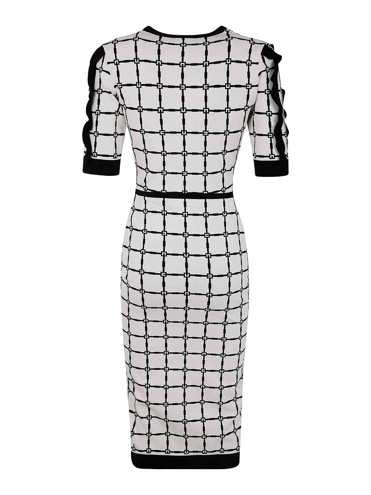 Elisabetta Franchi Midi Knit Dress In White