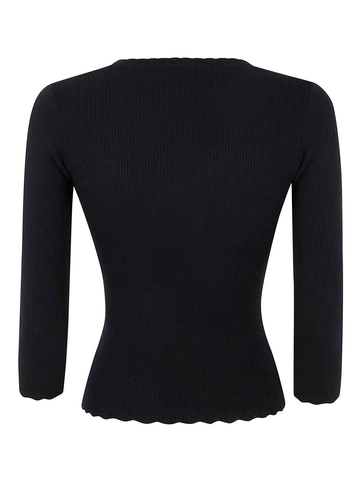 Elisabetta Franchi V Neck Knit Sweater In Black