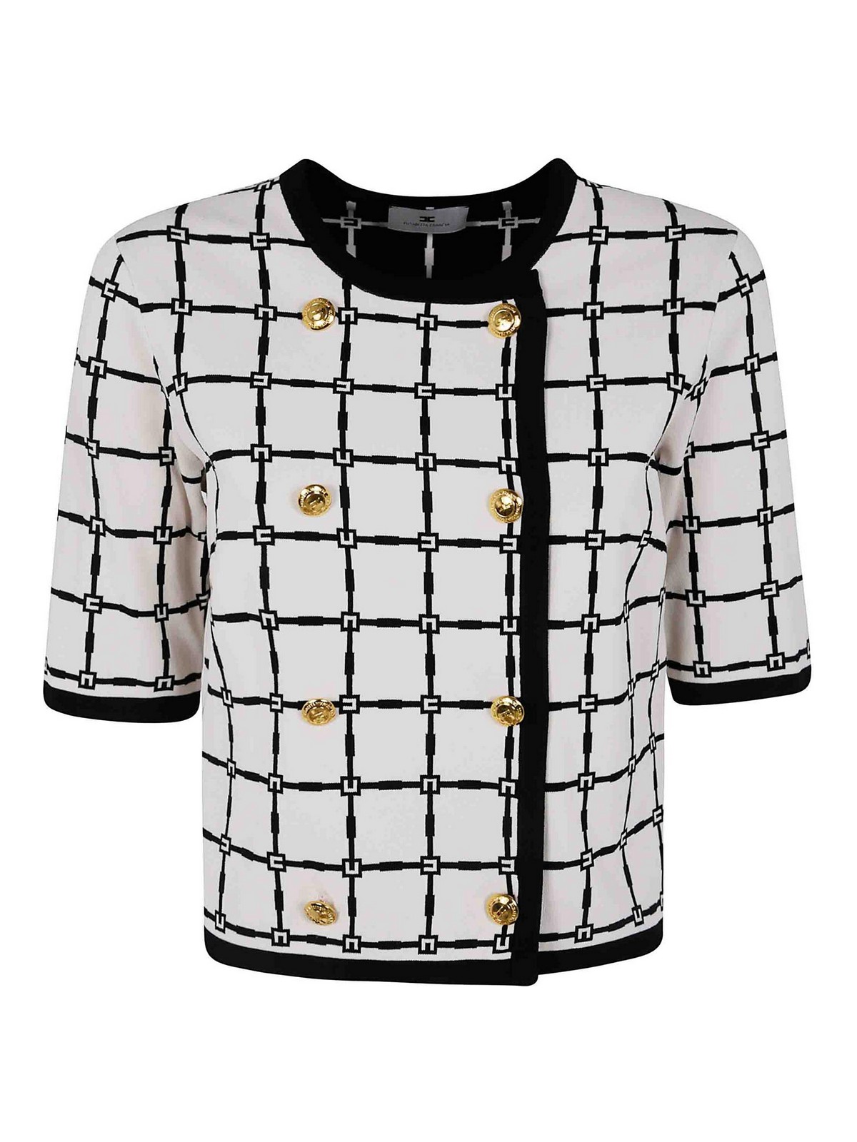 Elisabetta Franchi Round Neck Knit Sweater In White