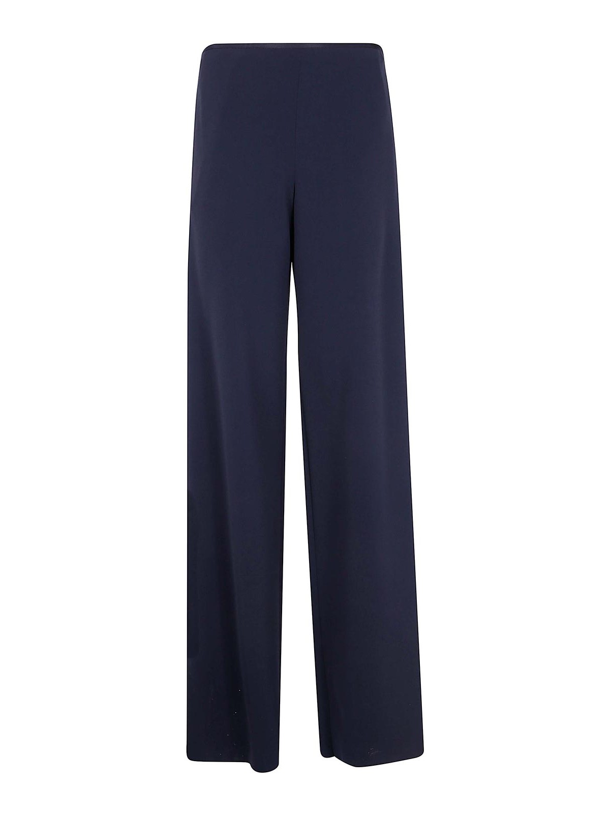 Emporio Armani Palazzo Trousers In Fluid Armure Fabric In Blue
