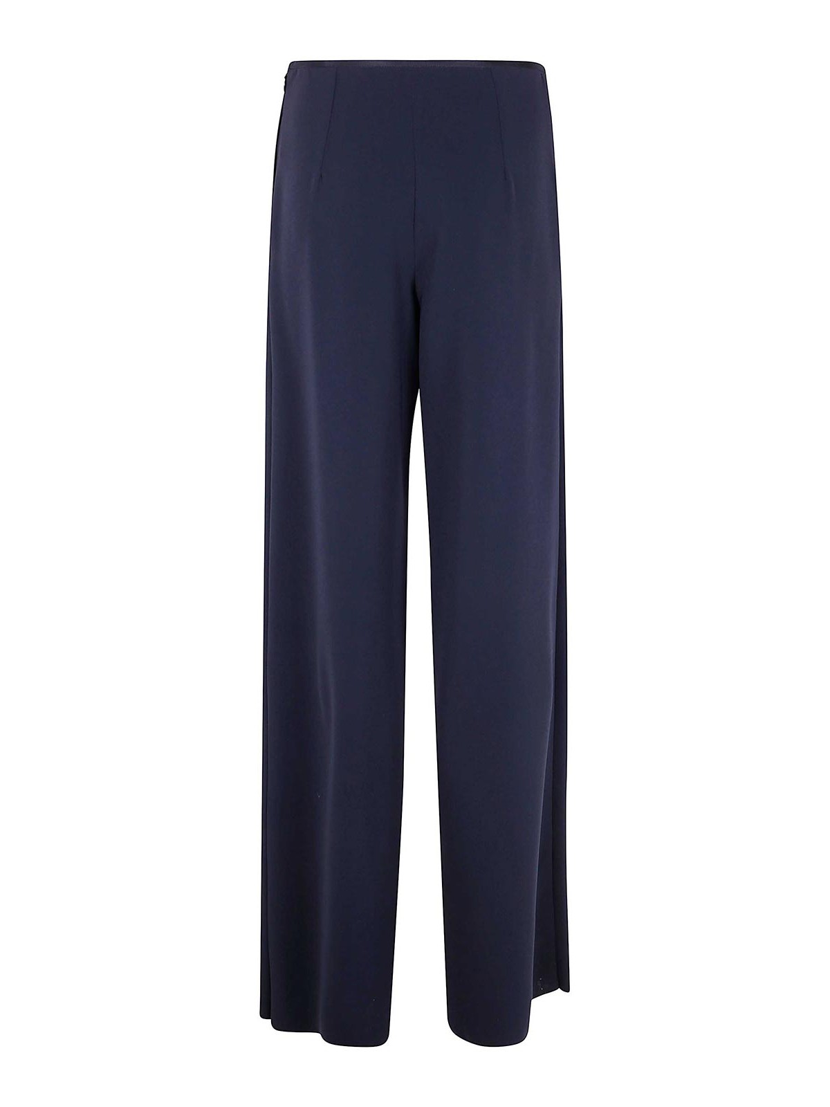 Emporio Armani Palazzo Trousers In Fluid Armure Fabric In Blue