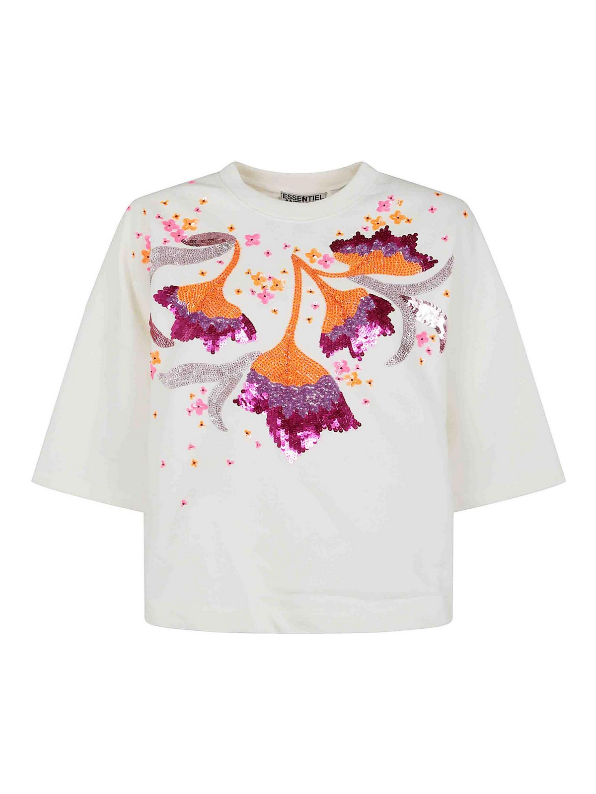 Essentiel Antwerp Hotanical Boxy Sweatshirt By Essentiel In White
