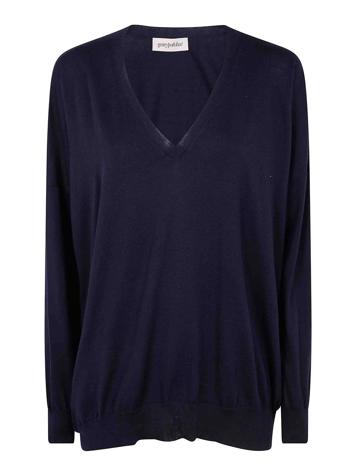 Gentryportofino Knit Sweater V Neck In Blue