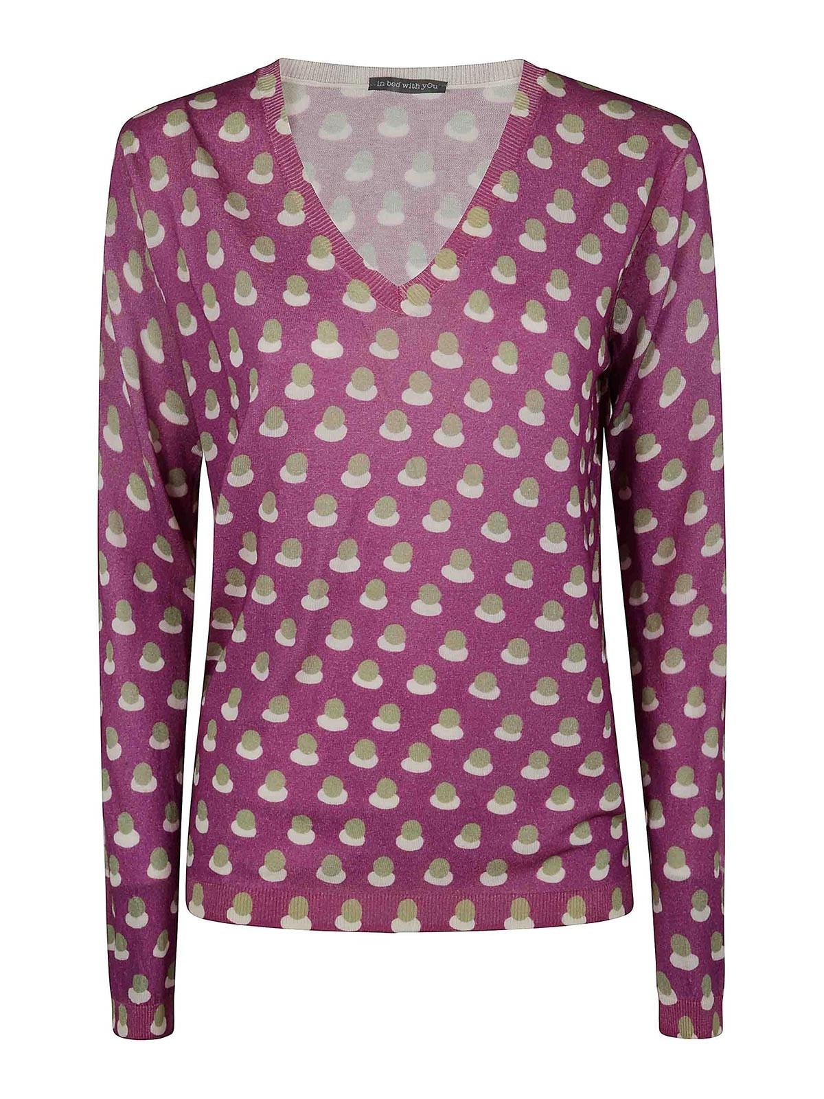 In Bed With You Printed V Neck Sweater In Pink