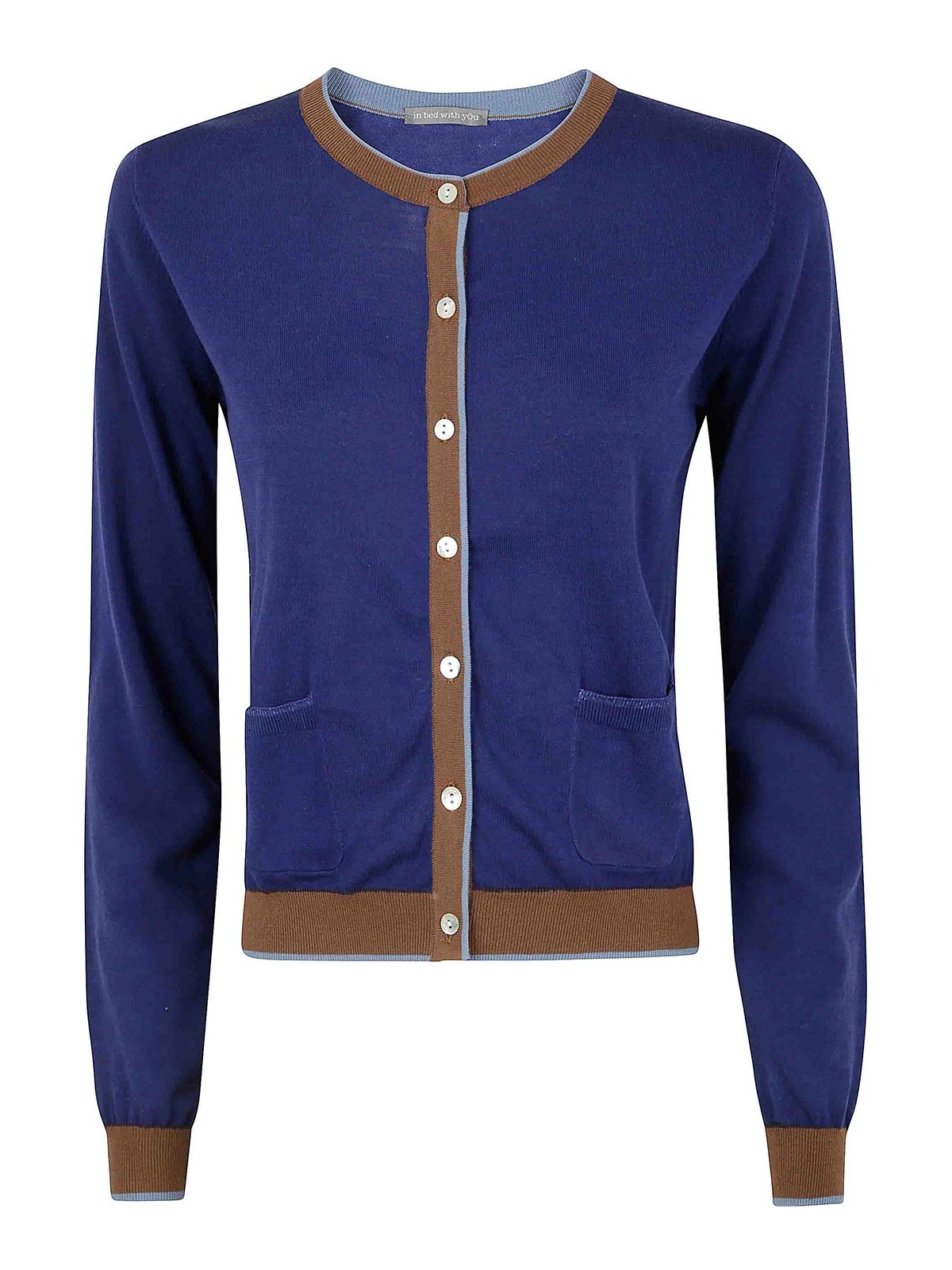 In Bed With You Korean Neck Solid Colorful Edges Sweater In Blue