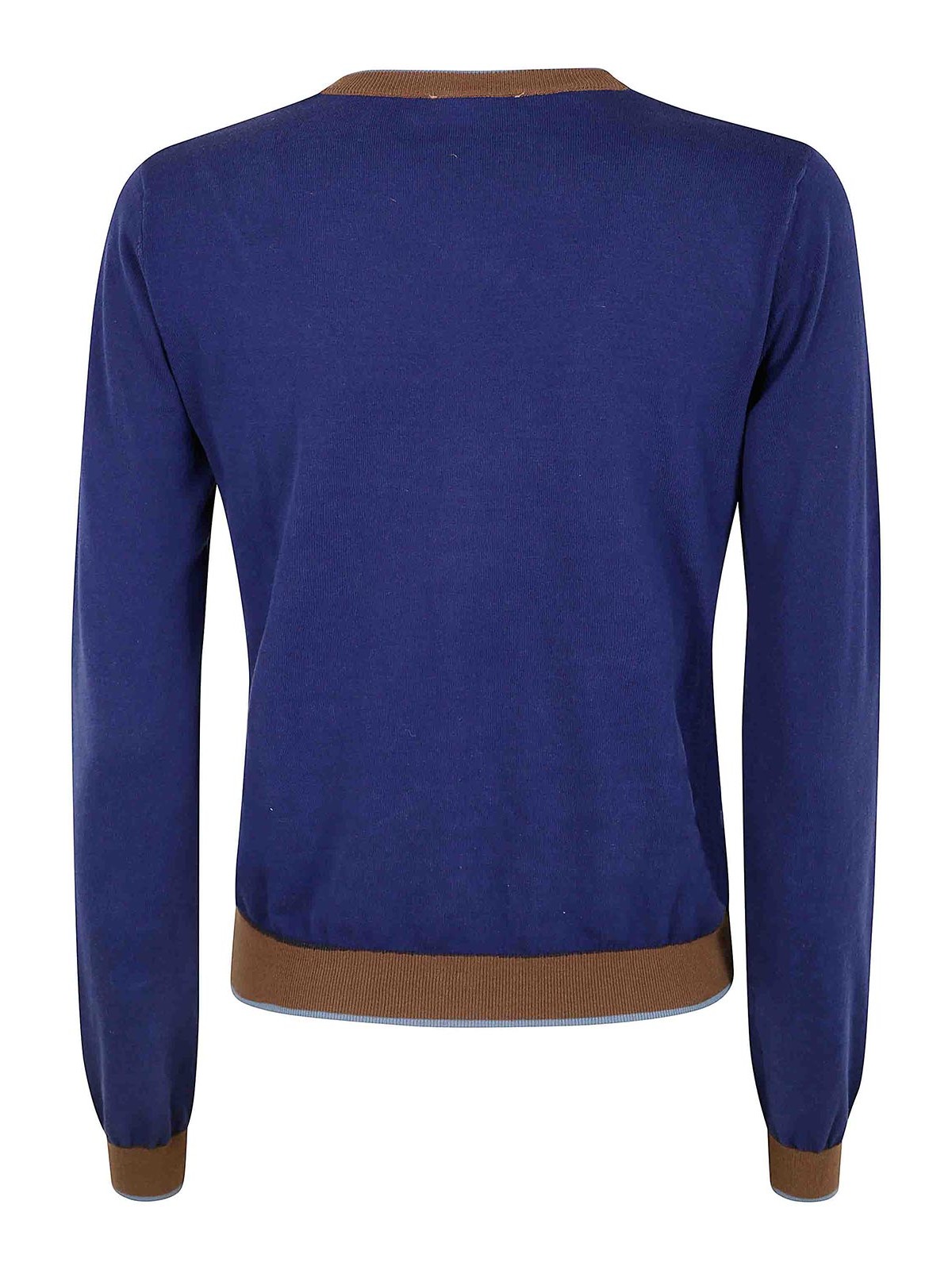 In Bed With You Korean Neck Solid Colorful Edges Sweater In Blue