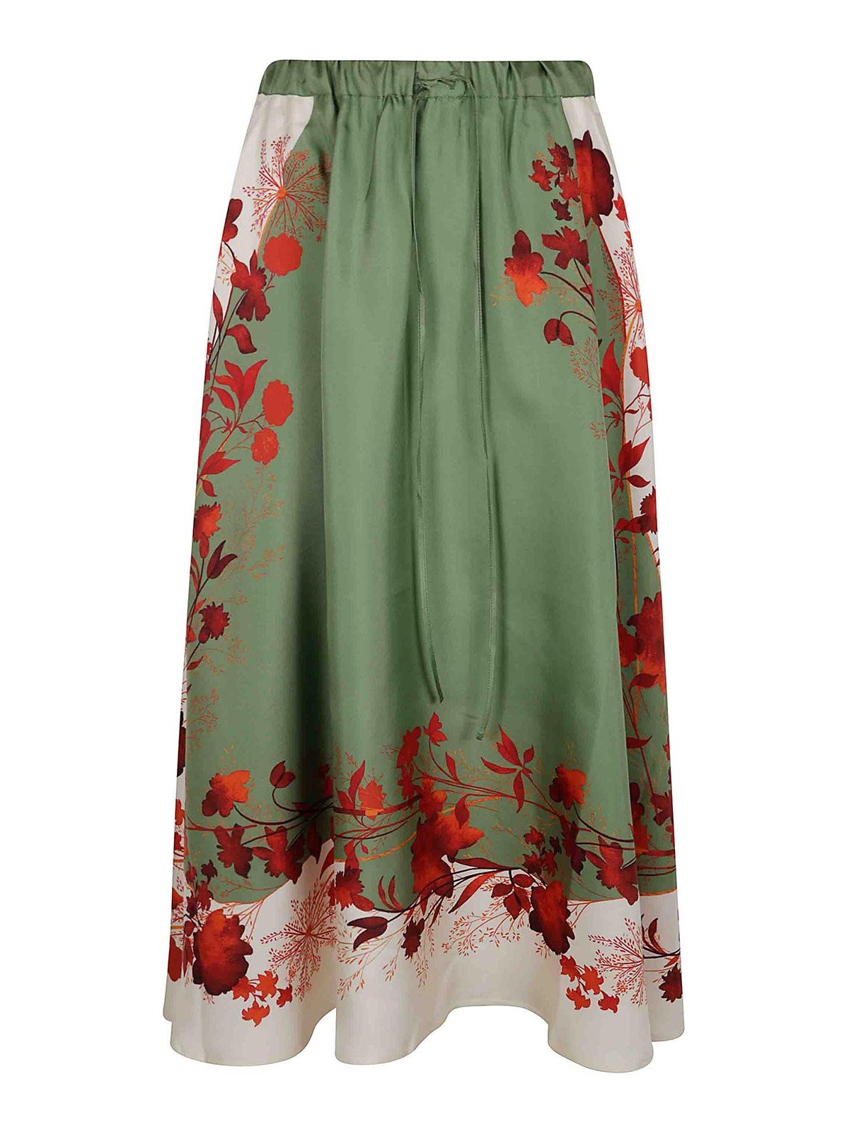 La Doublej Silk Drawstring Skirt In White