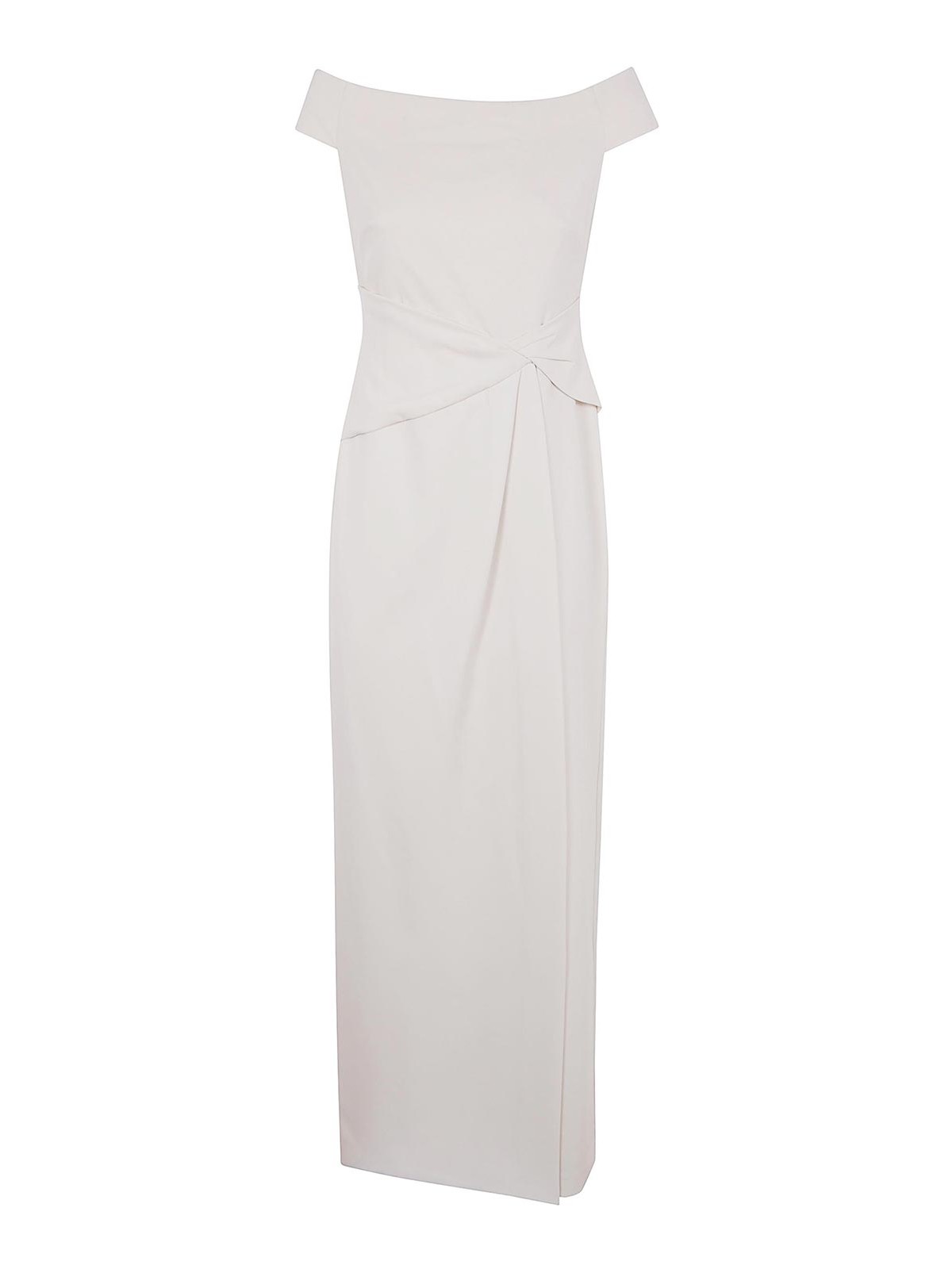 Ralph Lauren Off-shoulder Crepe Gown In White