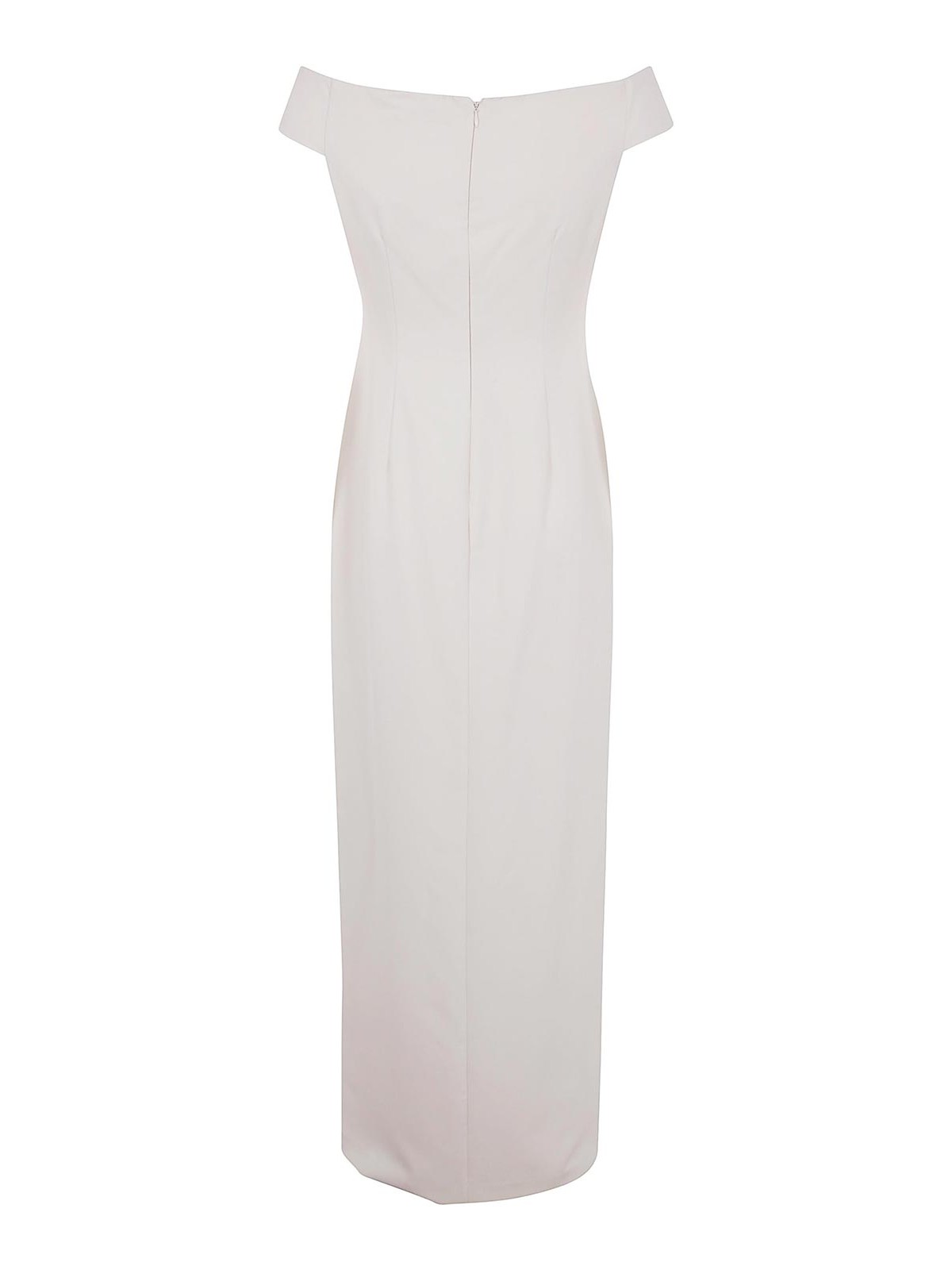 Ralph Lauren Off-shoulder Crepe Gown In White
