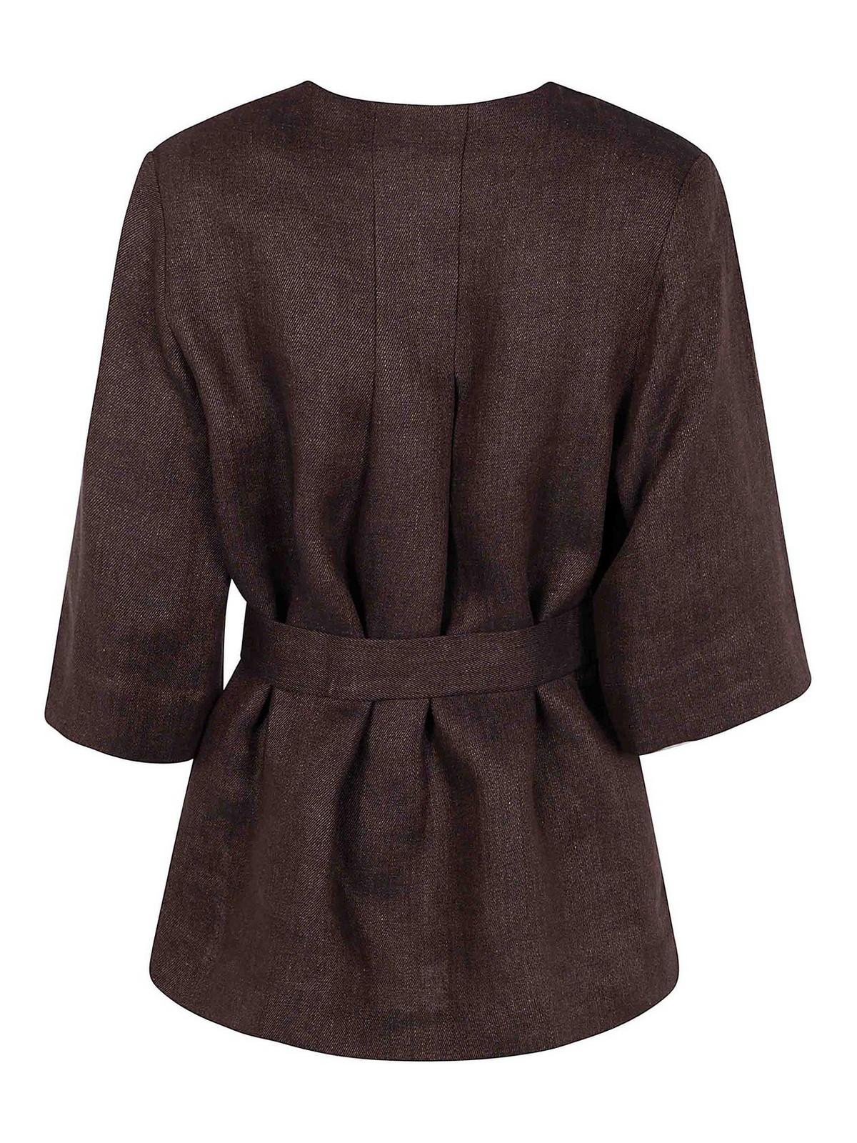 P.a.r.o.s.h Parosh Relaxed Fit Linen Blouse With V-neckline In Brown