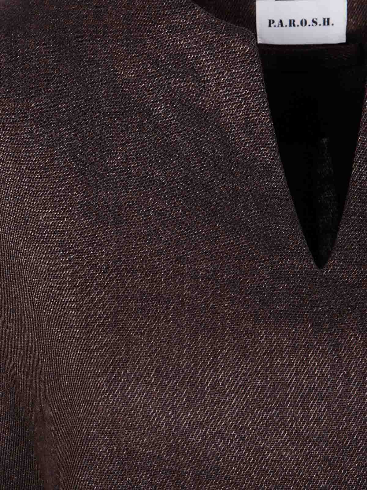 P.a.r.o.s.h Parosh Relaxed Fit Linen Blouse With V-neckline In Brown