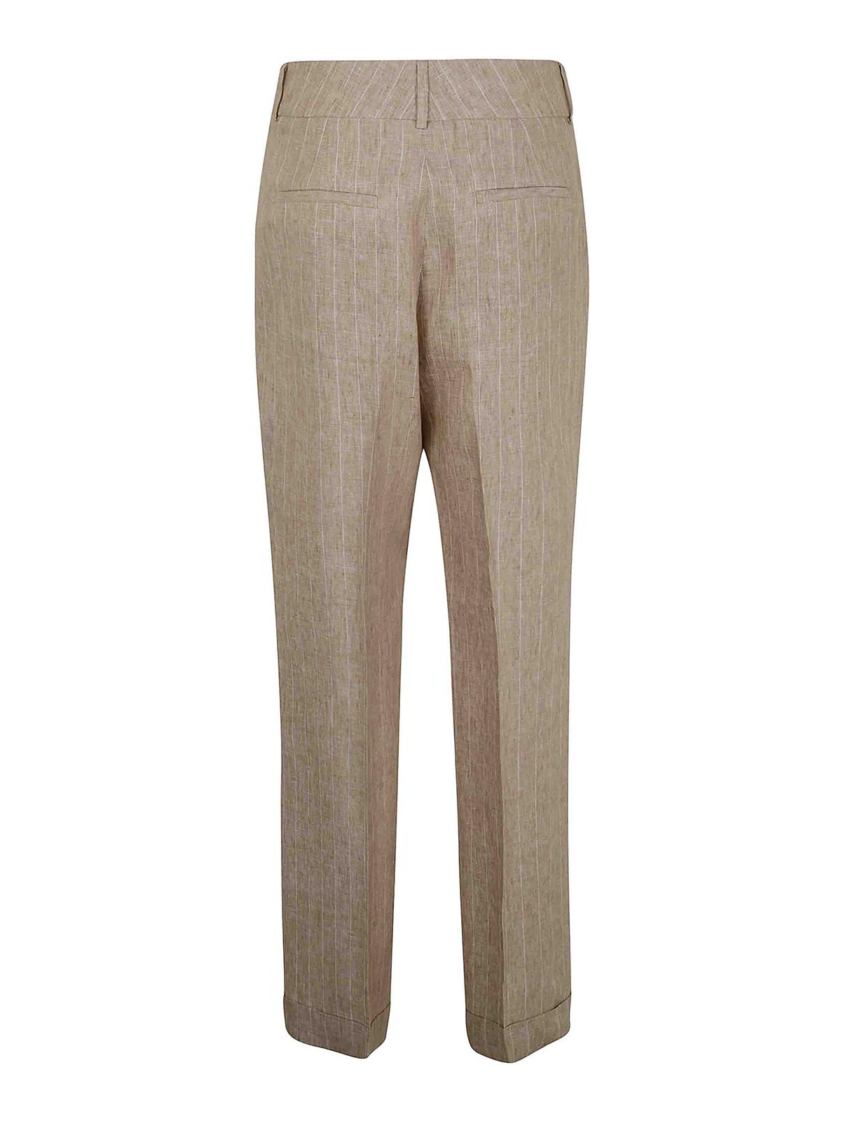Peserico Pinstripe-pattern Trousers In Nude & Neutrals