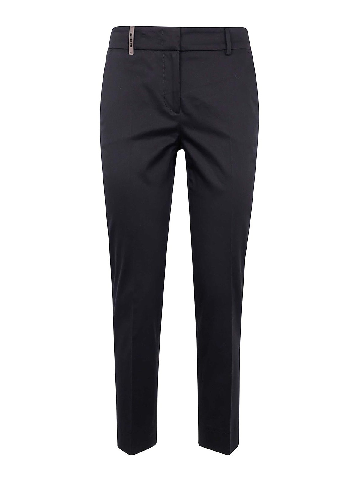 Peserico Light Cotton Satin Stretch Trousers In Black