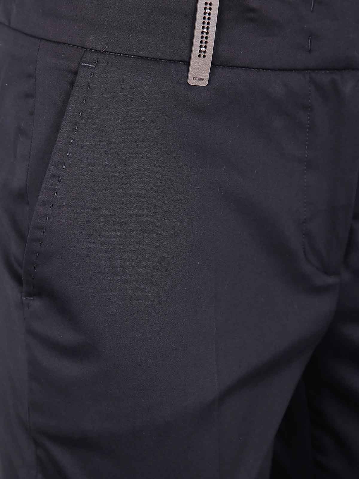 Peserico Light Cotton Satin Stretch Trousers In Black