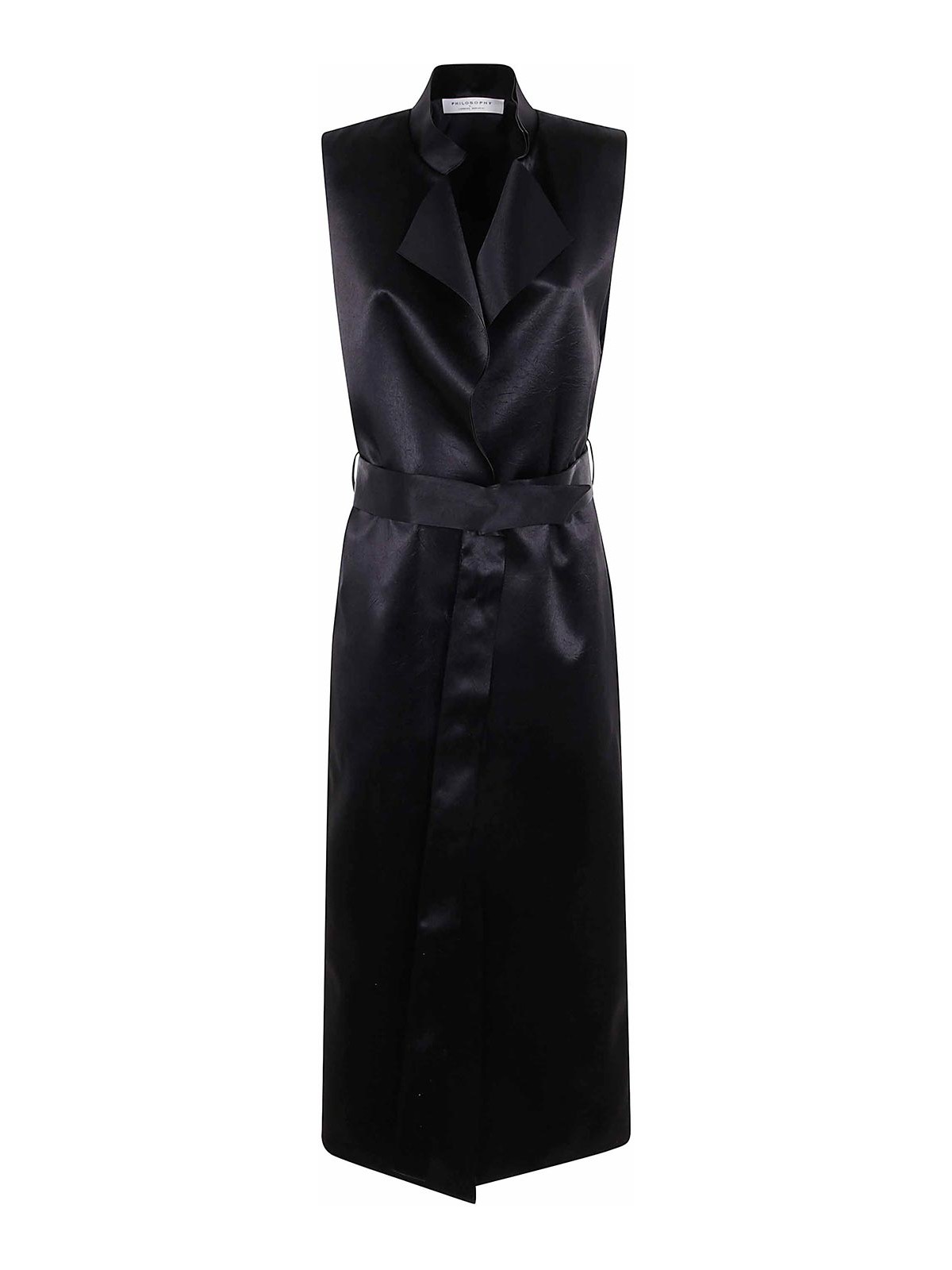 Philosophy Di Lorenzo Serafini Satin Sleeveless Dress In Black