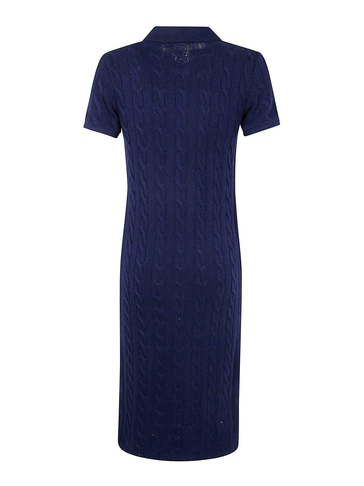 Polo Ralph Lauren Midi Cbl Short Sleeve Day Dress In Blue