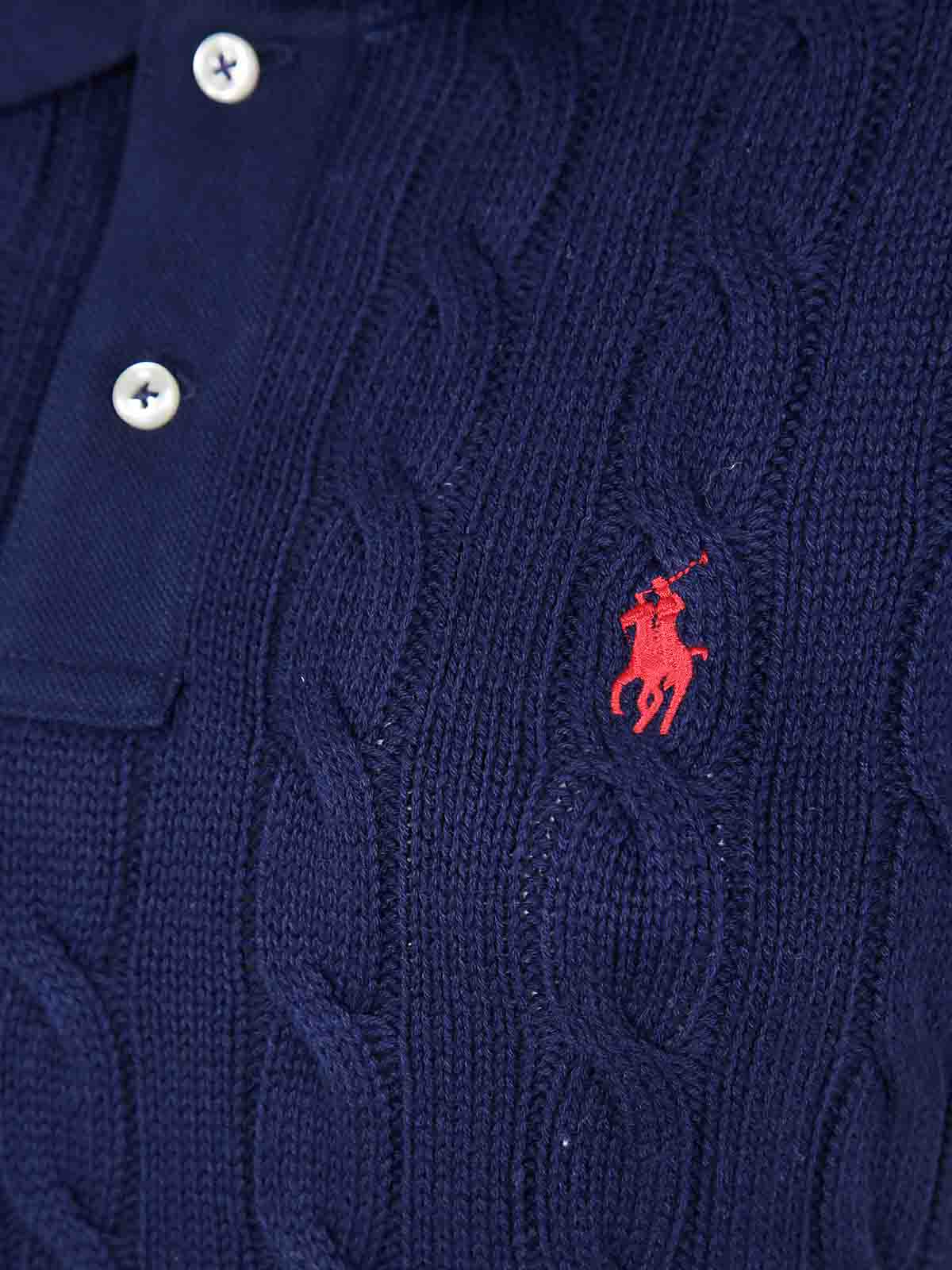 Polo Ralph Lauren Midi Cbl Short Sleeve Day Dress In Blue