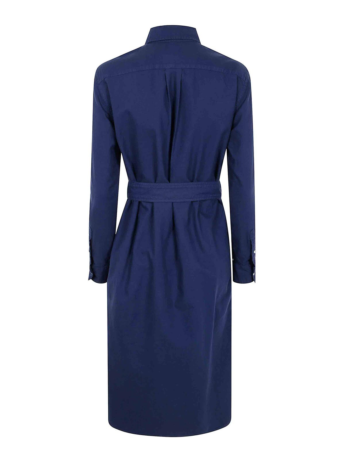 Polo Ralph Lauren Button-down Belted Shirtdress In Blue