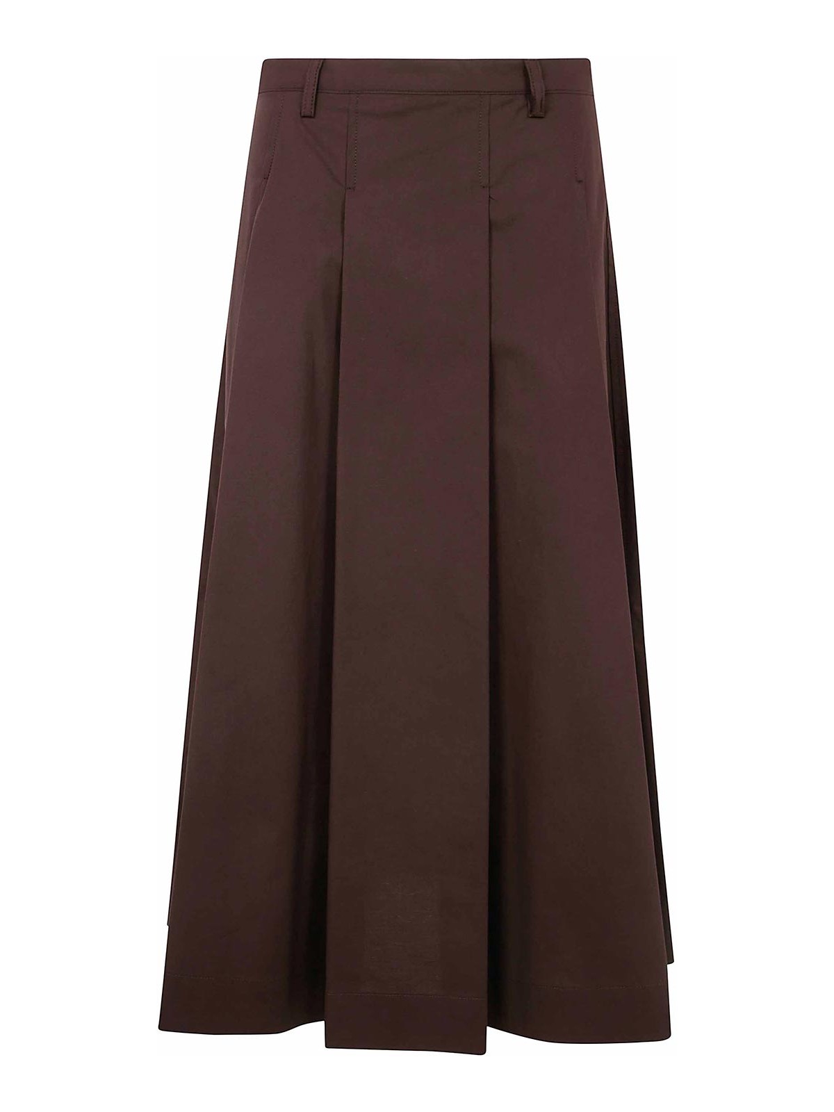 Seventy A-line Brown Poplin Stretch Maxi Skirt In Brown