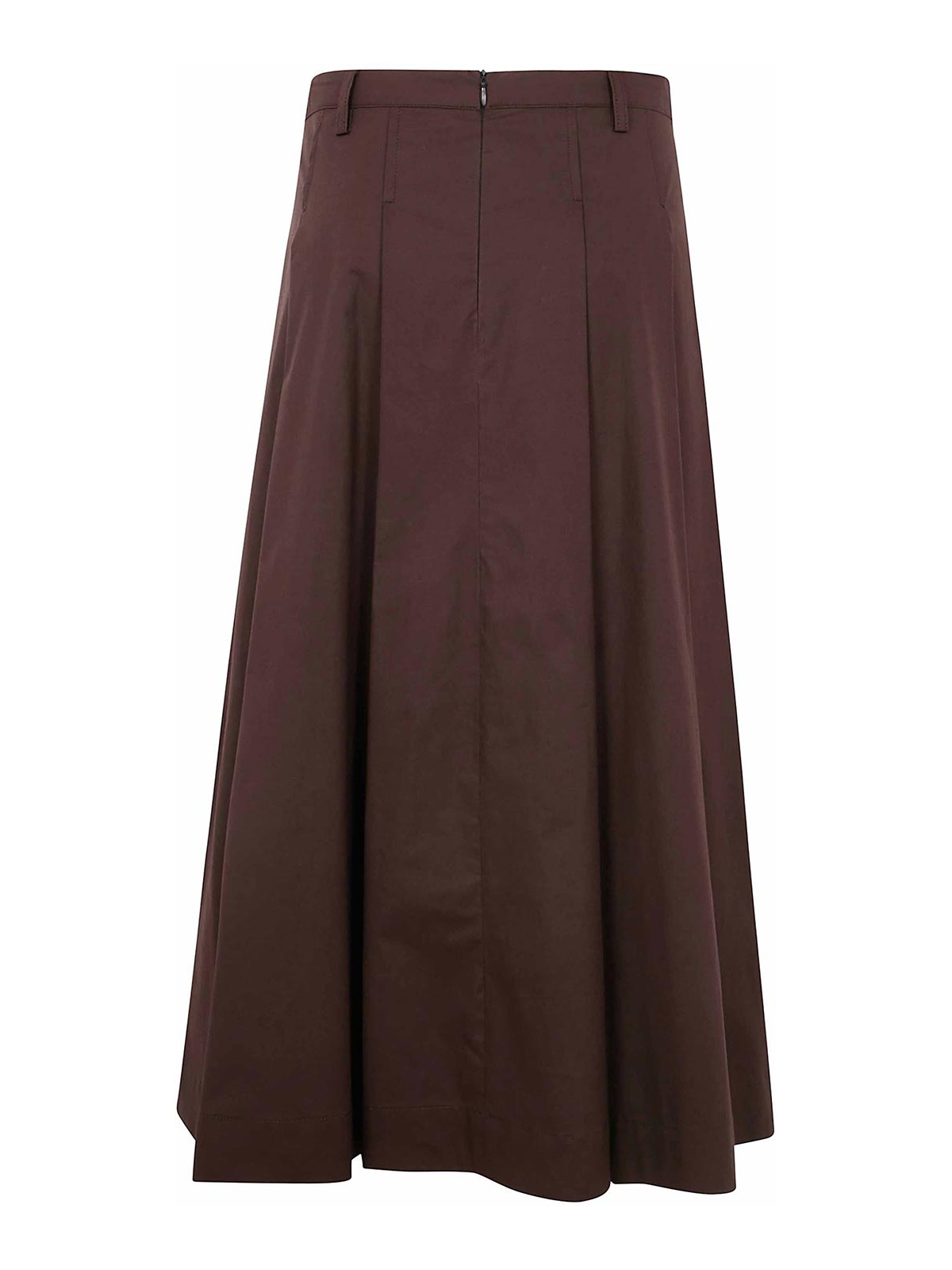 Seventy A-line Brown Poplin Stretch Maxi Skirt In Brown