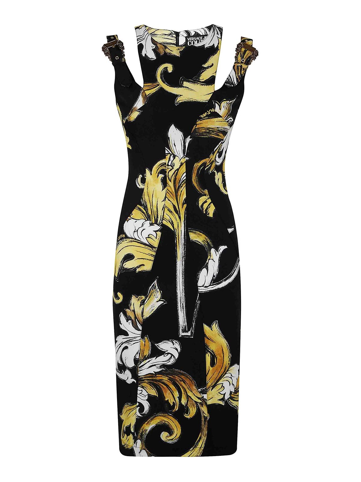 Versace Jeans Mini Dress Buckles Easy Barocco Out In Black