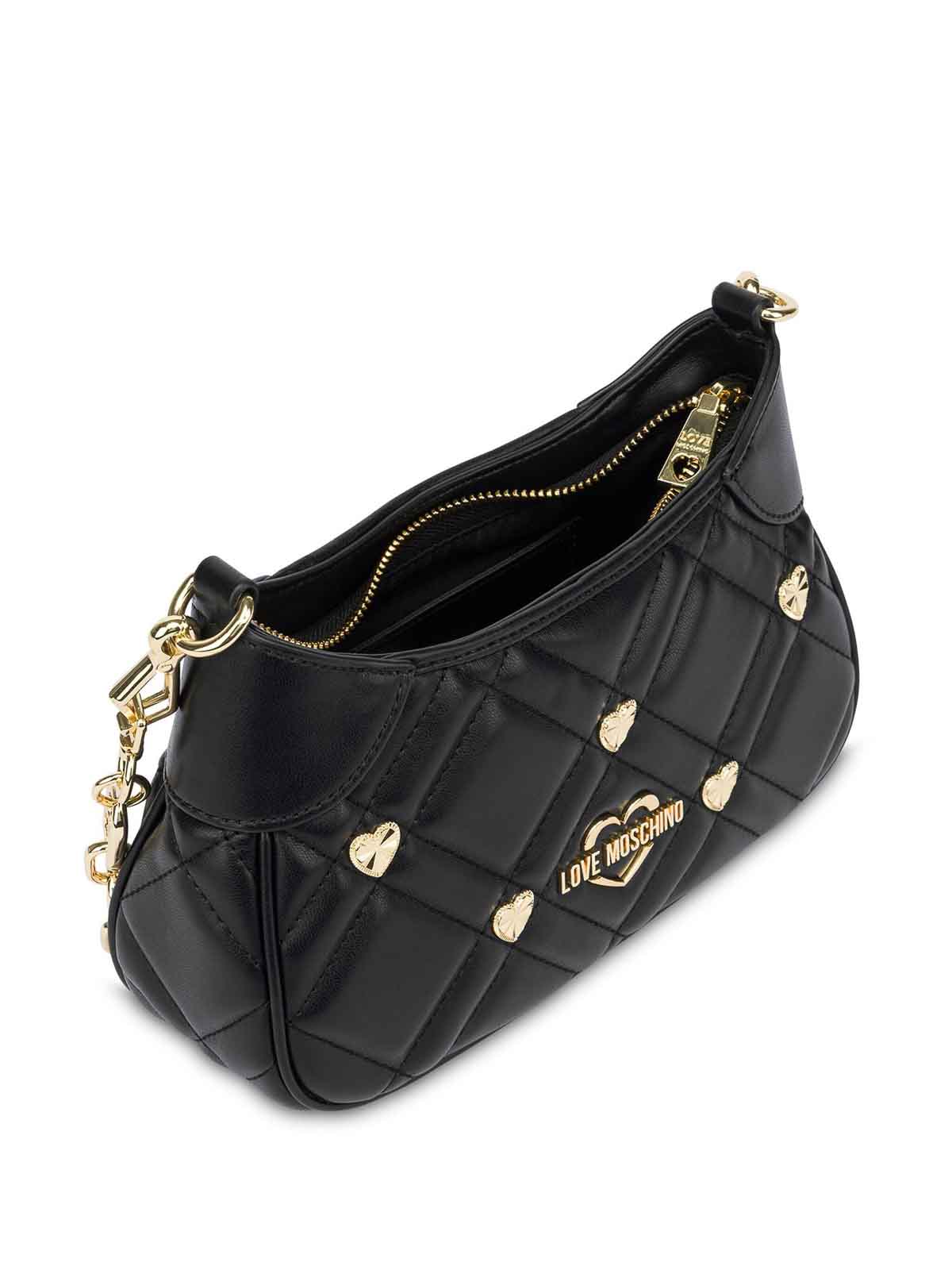 Love Moschino Small Hobo Bag Sweet Studs In Black