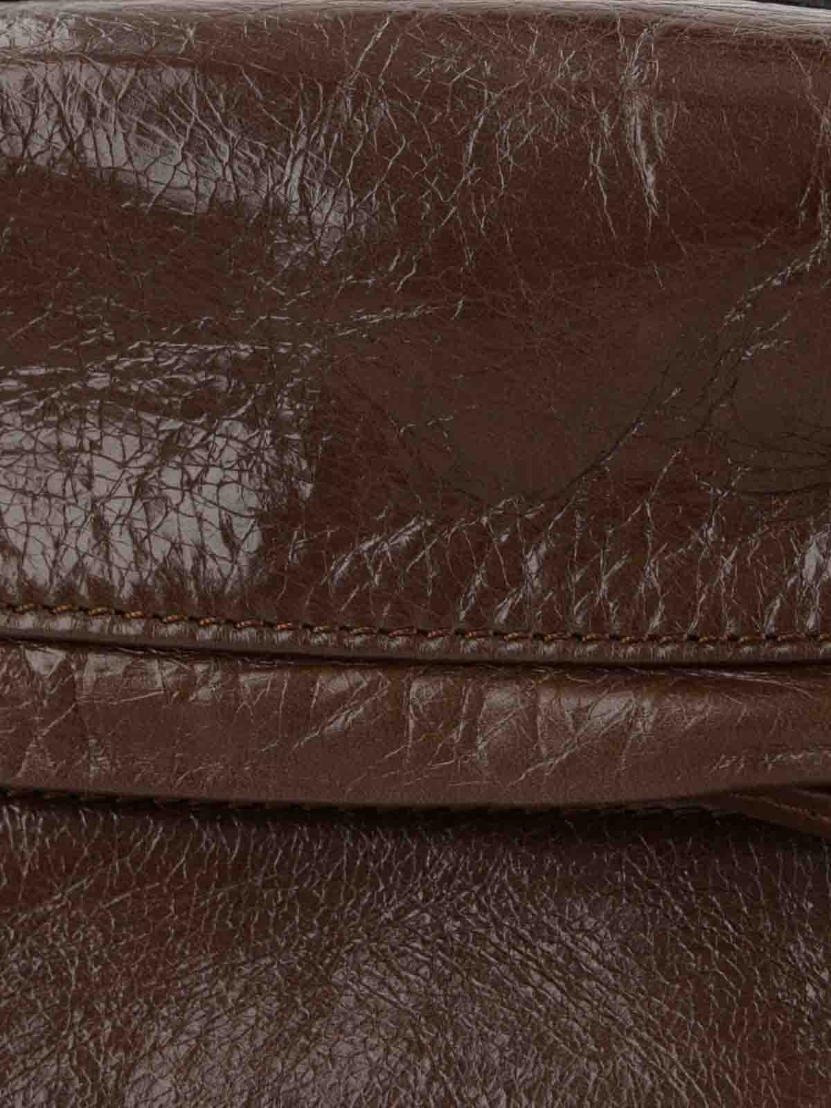 Uma Wang Logo-debossed Leather Shoulder Bag In Brown