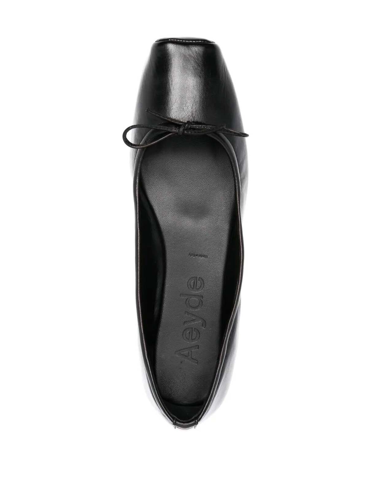 Aeyde Leather Black Flats In Black