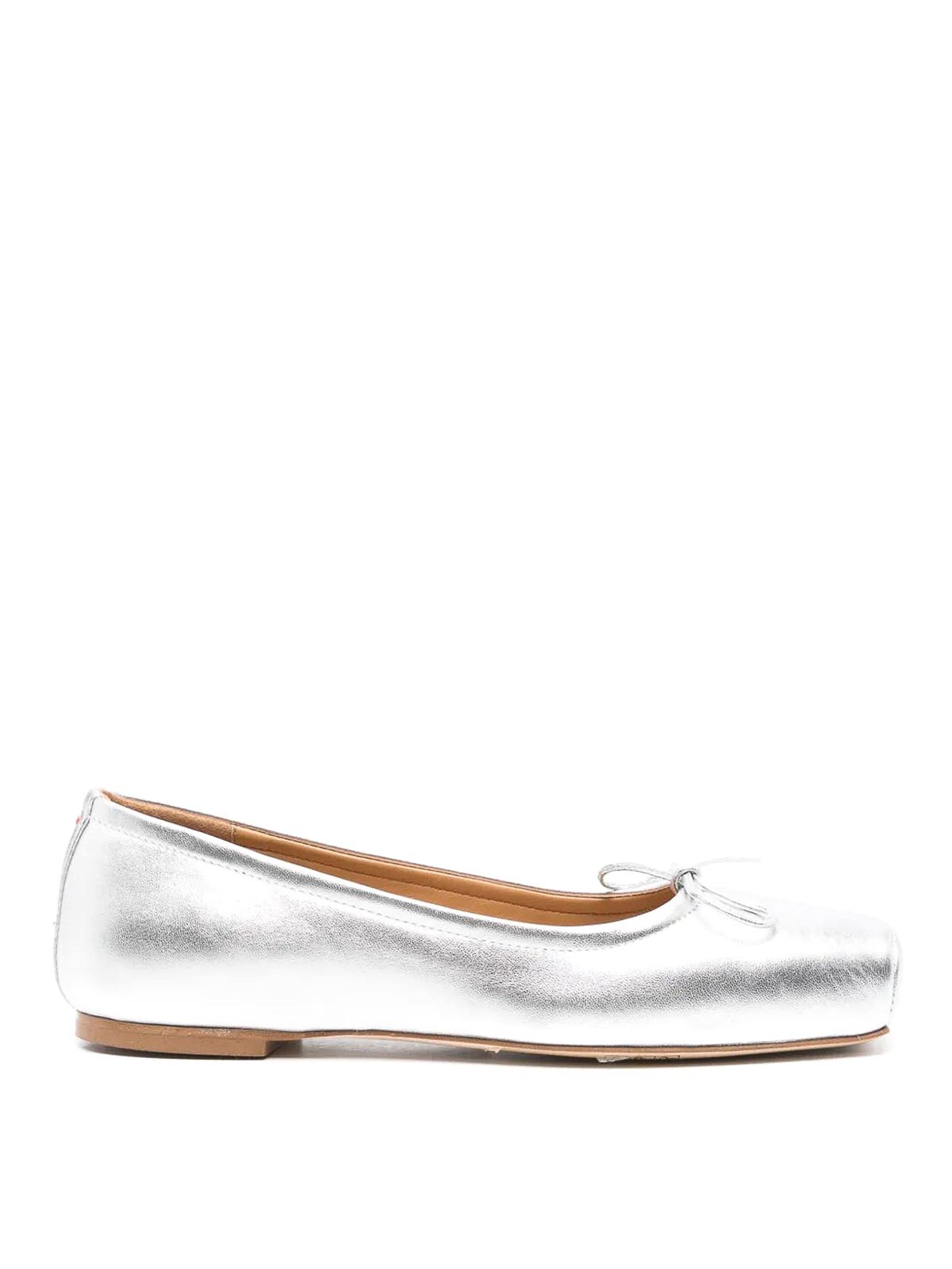 Aeyde Gabriella Laminated Silver Flats In Silver