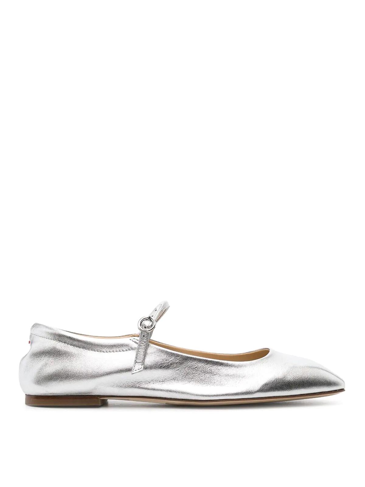 Aeyde Aline Babies Metallic Ballerina Shoes In Silver
