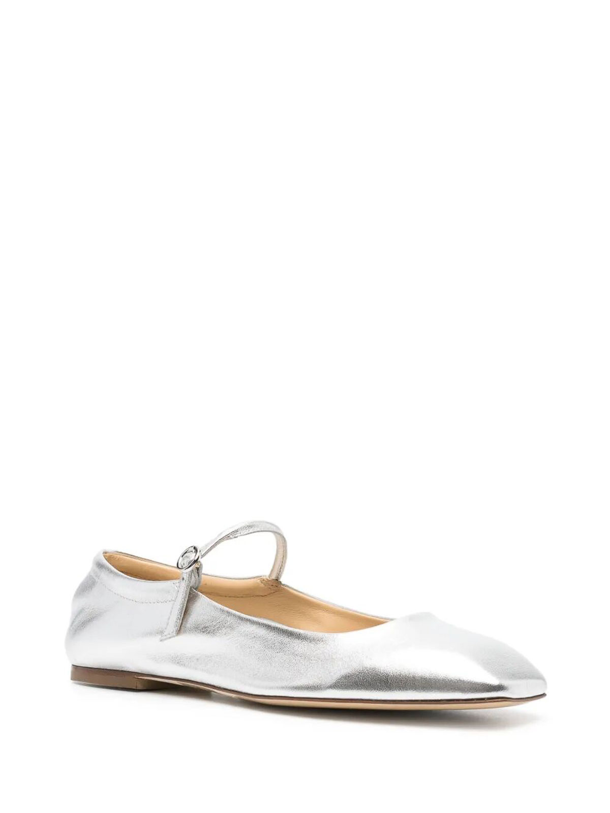 Aeyde Aline Babies Metallic Ballerina Shoes In Silver