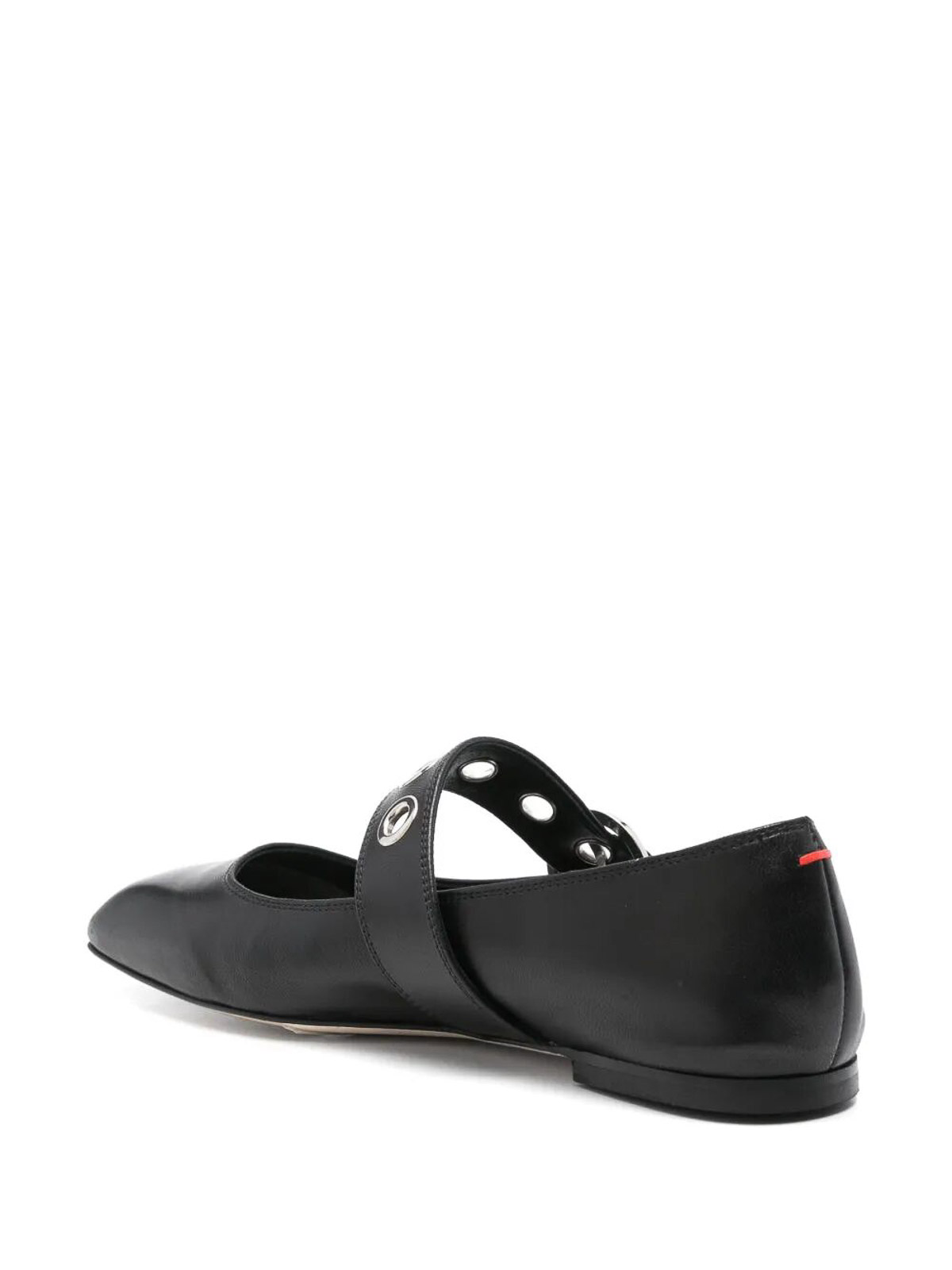 Aeyde Nappa Leather Flats With Circular Hardware Detail In Black