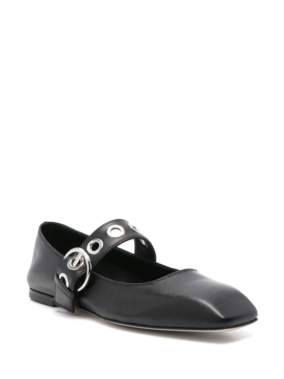 Aeyde Nappa Leather Flats With Circular Hardware Detail In Black