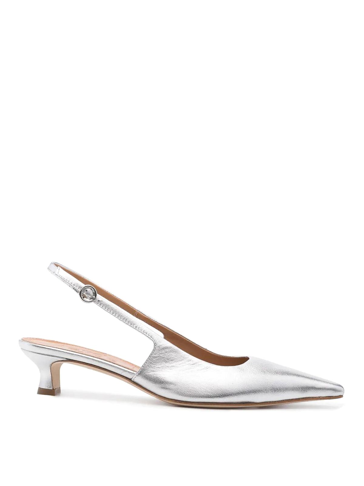 Aeyde Catrina Kitten Heel Slingback Pump In Silver